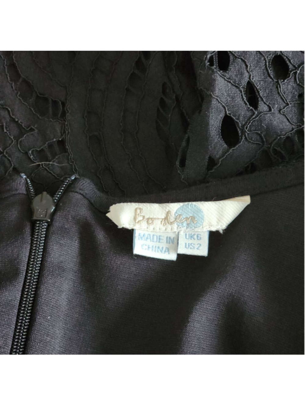 BODEN Zeta Black Long Sleeve Lace Pinte Top Size 2 - Picture 4 of 5